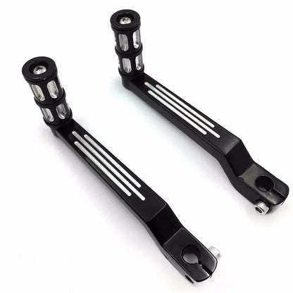 HTT- Style 009C- Motorcycle Black Aluminum Heel Toe Shift Levers/Gear Shift Pedal Levers w/ Shifter Pegs For Harley Davidson Fat Boy FLSTF 1980 and later