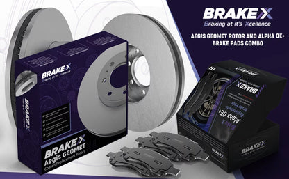 [Front] Brake X GEOMET Coated Replacement Disc Rotors and Premium Ceramic Brake Pads Kit | 6 Piece Set | For 1992-1994  Camry 2.2