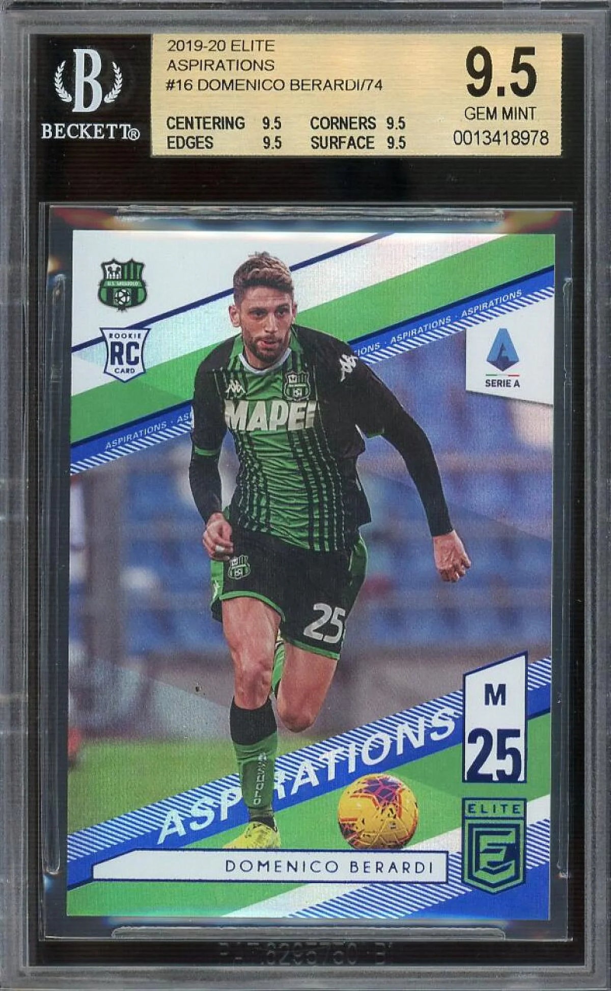 Domenico Berardi RC 2019-20 Panini Chronicles Elite Aspirations 03/74  #E16 BGS 9.5