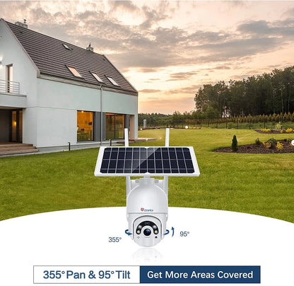 Ctronics Solar Security Camera,PTZ Home Security Camera Wireless Outdoor,WiFi Surveillance Camera with Spotlight Color Night Vision, AI Human Detection, 2-Way Audio,IP66 Waterproof(S20)