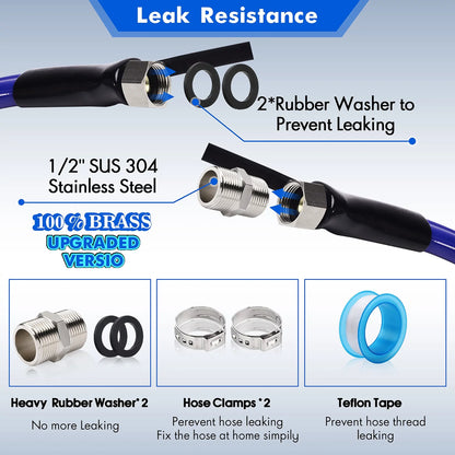 30FT Heated aqua Hose for RV Drinking Blue liquid Hose Freeze Protectio -45 F for RV, Trailer,Garden,Home