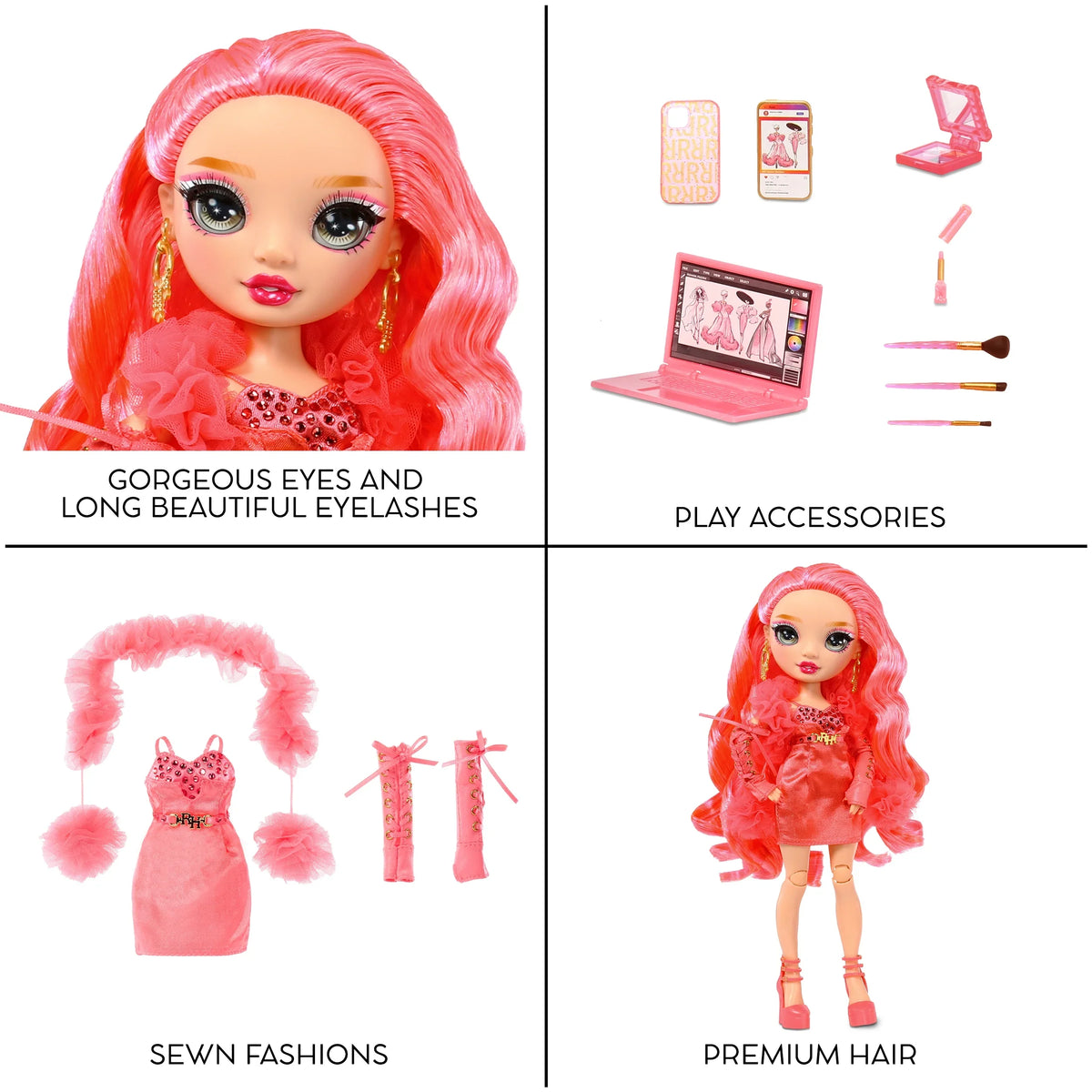 excellent Gift for Kids 4-12 Years Old and Collectors. Fashionable Outfit & 10+ Colorful Play Accessories. Rainbow High Priscilla- Pink Fashion Doll