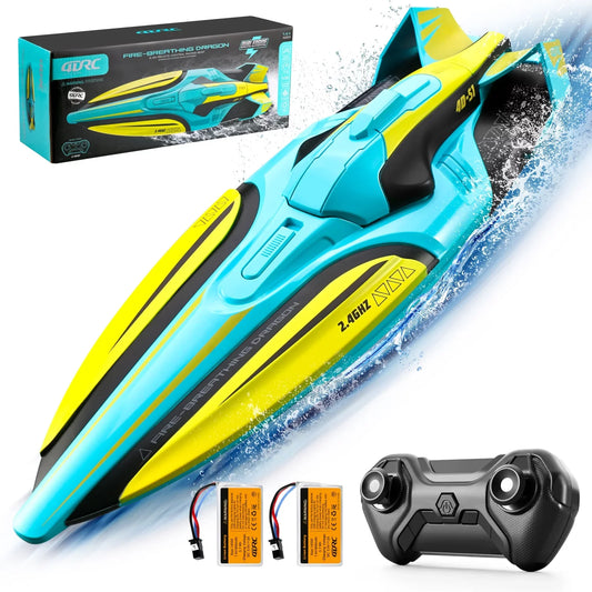 4DRC S1 RC vessel - Remote Control vessel for Pools and Lakes, 4 Channel 2.4GHZ Remote Control, and Rechargeable vessel Battery，Yellow