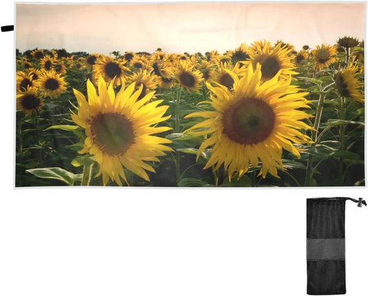 Bestwell Sunflower Field Beach Towel - Lightweight Compact Oversized Travel Towels - Super Absorbent Quick Dry Towel for Swimming Camping Holiday（363）