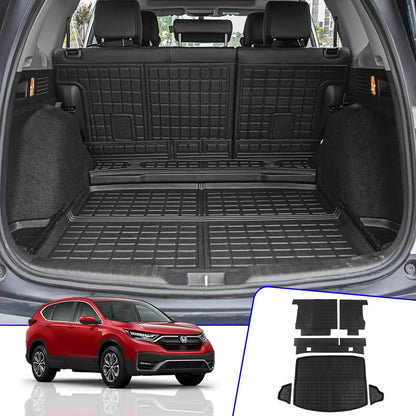 Fit 2017-2022 Honda CRV Fuel Trunk Mat Cargo Liner Rear Trunk Liner TPE All climate Seat Back wrap Protector 2021 CR-V Accessories (Trunk Mats + Backrest Mats)