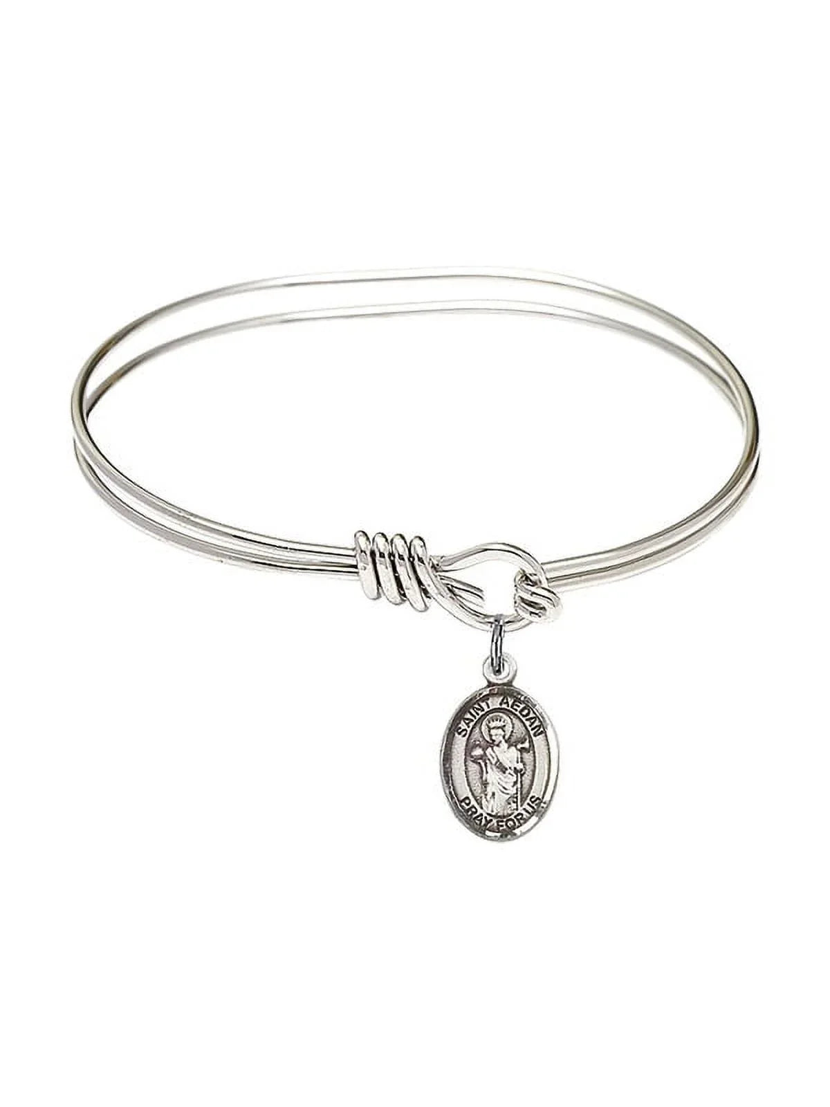 Aedan of Ferns in Sterling Silver. 5 3/4 inch Oval Eye Hook Bangle Bracelet w/ St