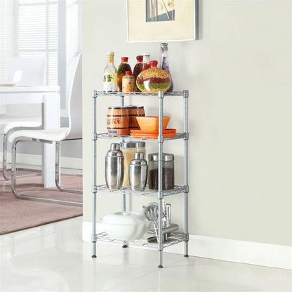CAIHONG 4-Tier Wire Shelving Unit Metal Storage Rack Adjustable Organizer Perfect for Pantry Laundry Bathroom Kitchen Closet Organization (Silver, 13.77L x 9.84 Wx 31.5H)