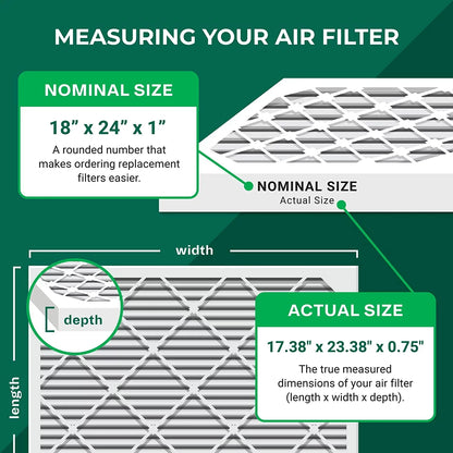 Filterbuy 18x24x1 MERV 13 Pleated HVAC AC Furnace Air Filters (3-Pack)