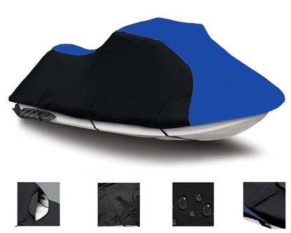 BLACK / BLUE HEAVY-DUTY wrap matching for YAMAHA PWC Jet ski protector suitable for WaveBlaster II 750 1996 1997 TOP OF THE LINE 1-2 Seater