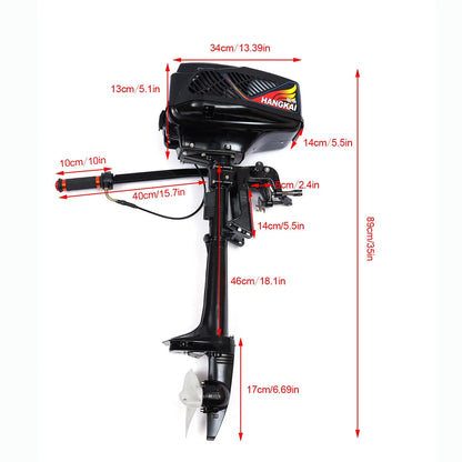 HANGKAI 2-Stroke 3.6HP Electric Outboard Motor vessel Engine liquid Cooling CDI sys