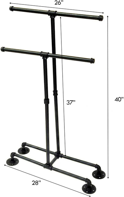 Bathroom Towel Rack, Wall Mounted Industrial Pipe Organizer Holder, Bath Hand Towel Washclothese Storage Holder, RV Camper Organizer Shelf (Black, Standing 40")