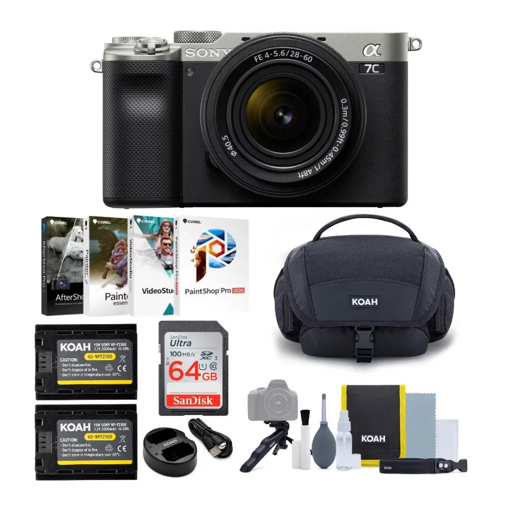 Alpha a7C Mirrorless Camera with FE 28-60mm Lens (Silver) Essentials Bundle