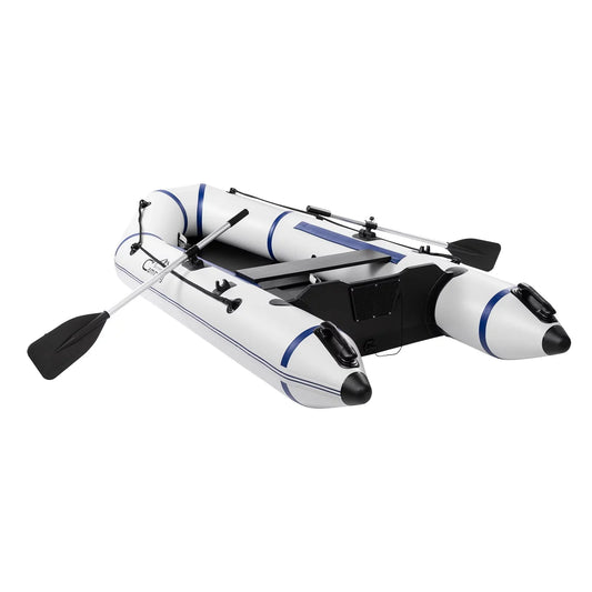 Zimtown 7.5 ft Adult Inflatable Fishing craft, with Oars and Pump, Gray/White