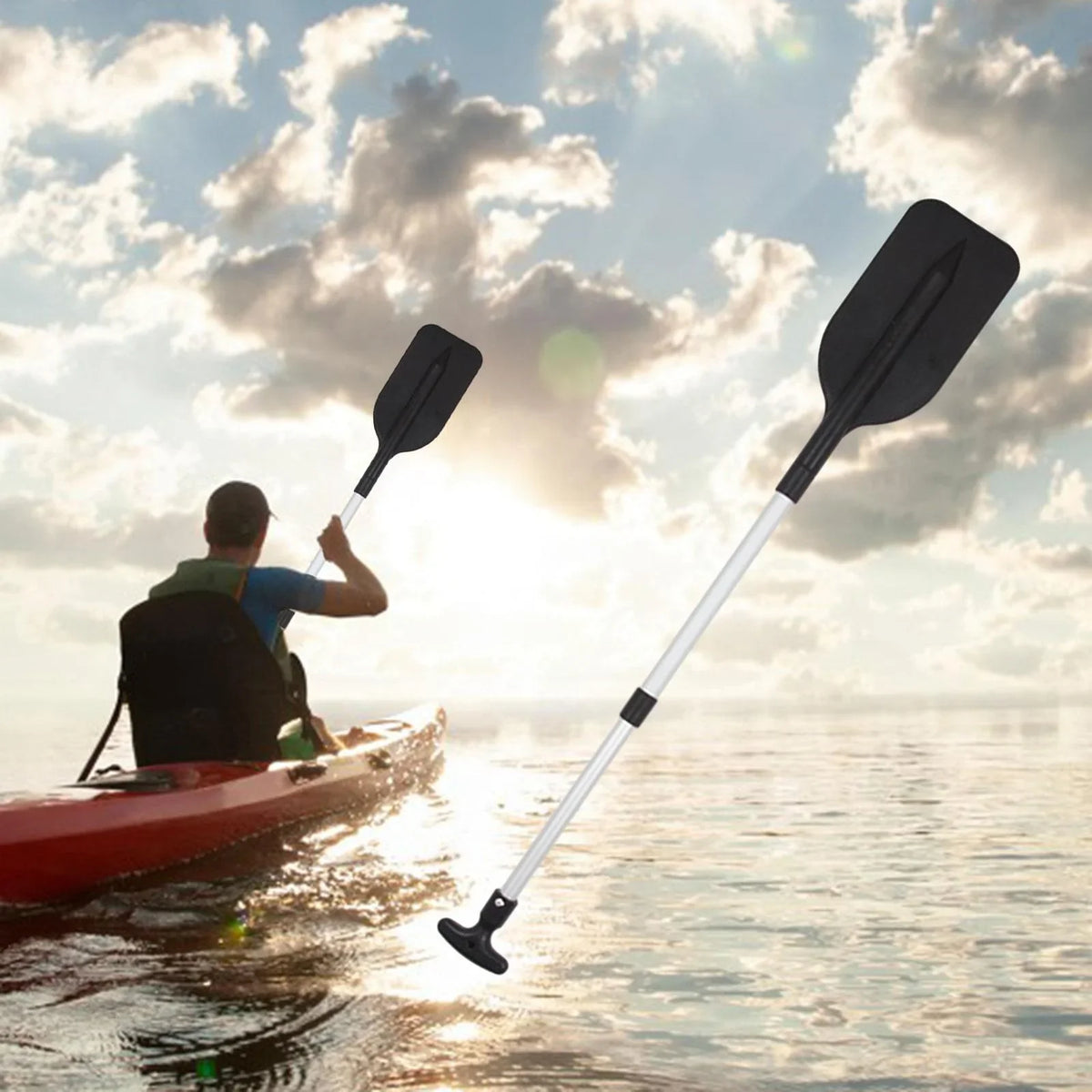 funtasica Canoeing Paddle Flexible Durable Beginners Float vessel Paddle ship Oars for Canoe Outdoor Activities Sports Kayaking Black