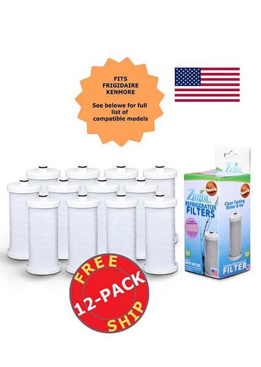 ZUMA Brand , aqua and Ice Filter , Model # OPFF-RF300 , matching with Frigidaire® NGRG-2000 - 12 Pack - Made in U.S.A.