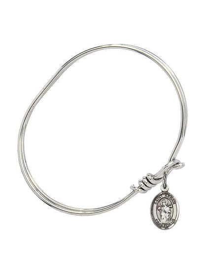 Aedan of Ferns in Sterling Silver. 5 3/4 inch Oval Eye Hook Bangle Bracelet w/ St
