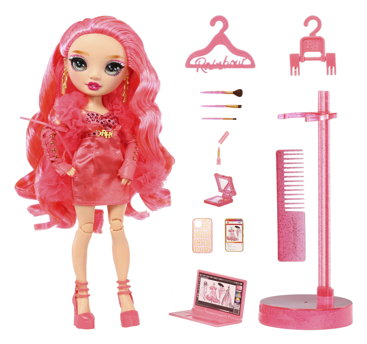 excellent Gift for Kids 4-12 Years Old and Collectors. Fashionable Outfit & 10+ Colorful Play Accessories. Rainbow High Priscilla- Pink Fashion Doll