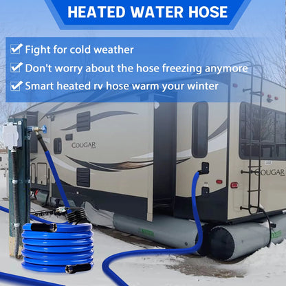 30FT Heated aqua Hose for RV Drinking Blue liquid Hose Freeze Protectio -45 F for RV, Trailer,Garden,Home