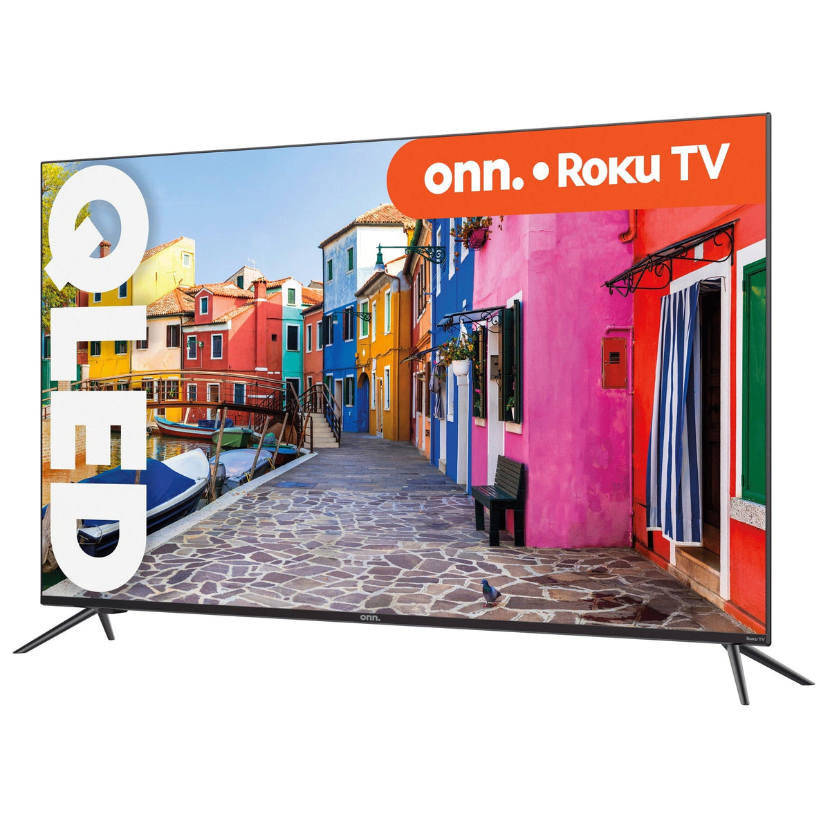 50” QLED 4K UHD (2160p) Roku Smart TV with Dolby Atmos, Dolby Vision, Local Dimming, 120hz Effective Refresh Rate, and HDR (100071700). onn