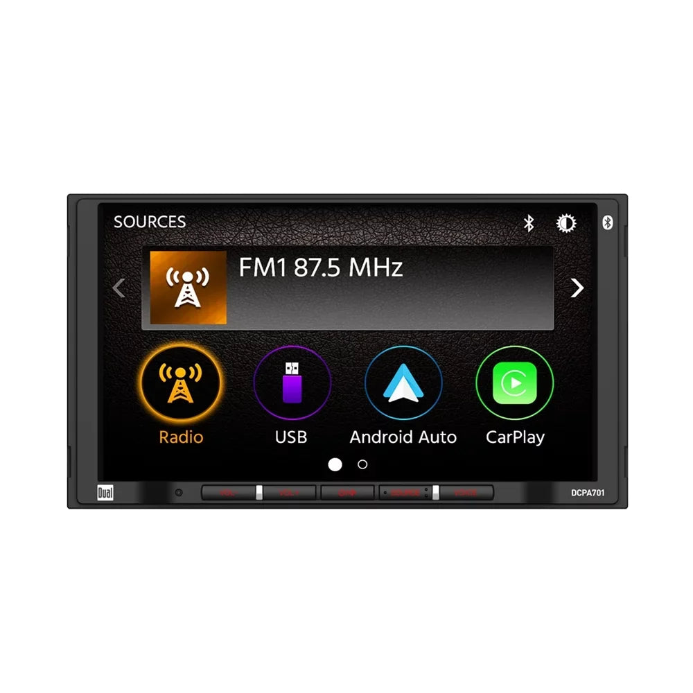 Dual DCPA701 2DIN 7" Digital Media Car Stereo w/ Bluetooth  Carplay Android Auto + DCO License Backup Camera