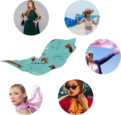 Hyjoy Blue Dachshund Long Silk Neck Scarf Lightweight Shawl Wrap Scarves for Women Girls