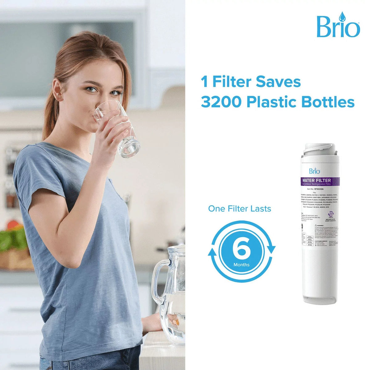 Brio 6023A Refrigerator moisture Filter Replacement matching WIth GE GSWF, GSWF3PK, GSWFDS, 100749-C, 100749C, 100810/A, 100810A