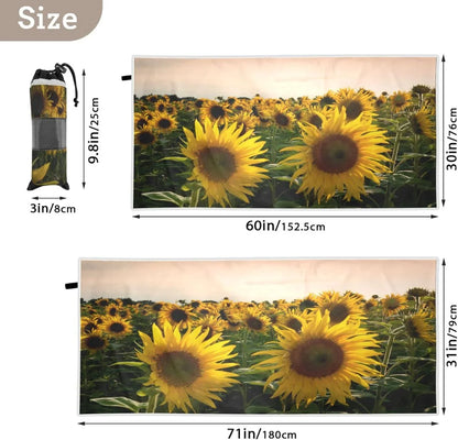 Bestwell Sunflower Field Beach Towel - Lightweight Compact Oversized Travel Towels - Super Absorbent Quick Dry Towel for Swimming Camping Holiday（363）