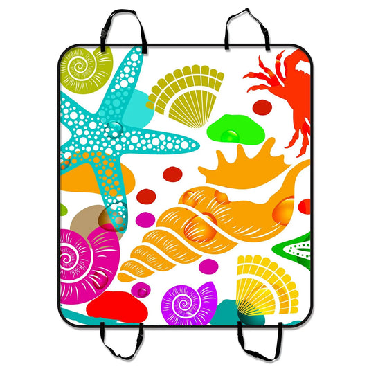 GCKG Colorful Sealife Starfish Crab Pet Car Seat protector Dog Car Seat Mat Hammock Cargo Mat Trunk Mat For Cars Trucks and SUV 54x60 inches