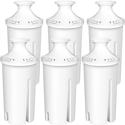 6-Pack Standard moisture Filter Replacements for Brita® liquid Pitchers and Dispensers, NSF Certified to Reduce Chlorine and Bad Taste, BPA free