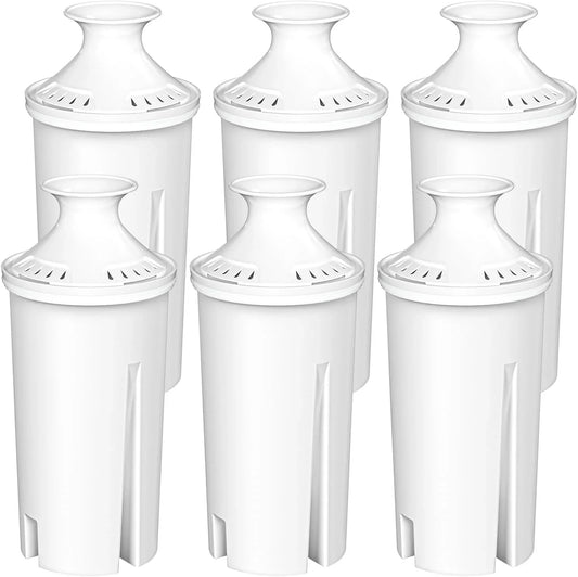 6-Pack Standard moisture Filter Replacements for Brita® liquid Pitchers and Dispensers, NSF Certified to Reduce Chlorine and Bad Taste, BPA free