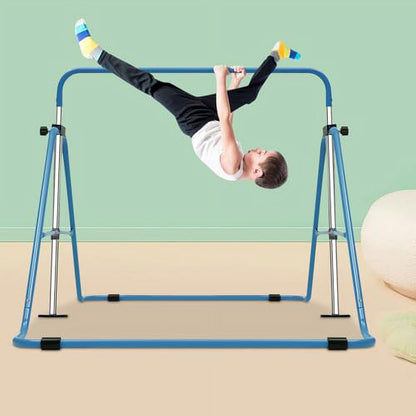 AKaSping Gymnastics Bars for Kids Expandable Adjustable Height Gymnastic Horizontal Bars Folding Junior Training Kip Bar Equipment for Home Indoor Floor Practice Gymnastics Training