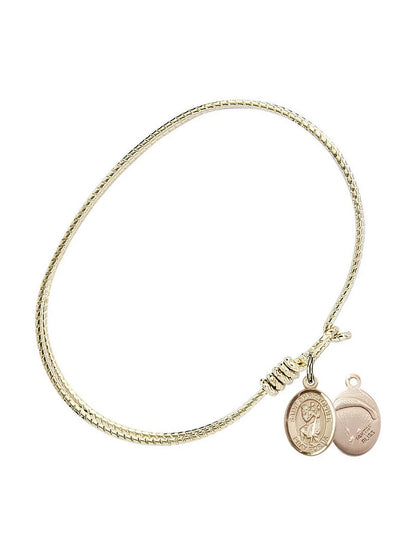 Christopher/Paratroopers in Gold-Filled. 7 1/4 inch Oval Eye Hook Bangle Bracelet w/ St