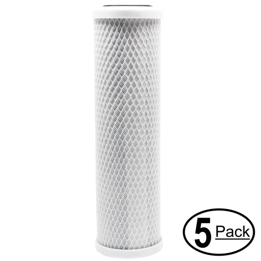 5-Pack Replacement for US aqua Systems 300-H-2510-B Activated Carbon Block Filter - Universal 10 inch Filter for US moisture Blue Residential Filter Housing - Denali Pure Brand