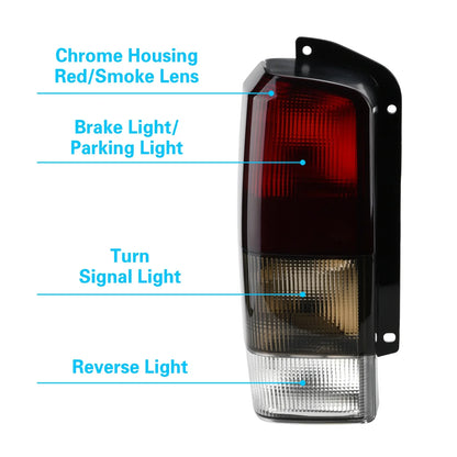 Fits for Jeep 97-01 XJ Tail Lights Red/black Smoke Lens Rear Tail Lamps Set(Left + Right)appropriate with 1997-2001 Cherokee XJ