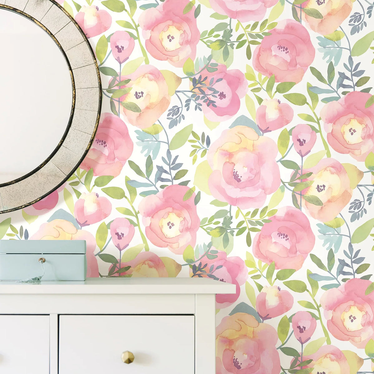 ft.. Nuwallpaper Peachy Keen Pink Vinyl Peel & Stick Wallpaper, 216-in by 20.8-in, 31.2 sq