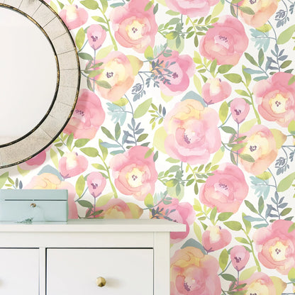 ft.. Nuwallpaper Peachy Keen Pink Vinyl Peel & Stick Wallpaper, 216-in by 20.8-in, 31.2 sq