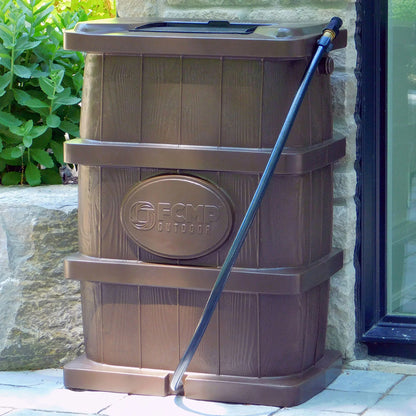 FCMP Outdoor WG4000 45 Gallon Wood Grain Rain aqua Catcher Barrel, Brown