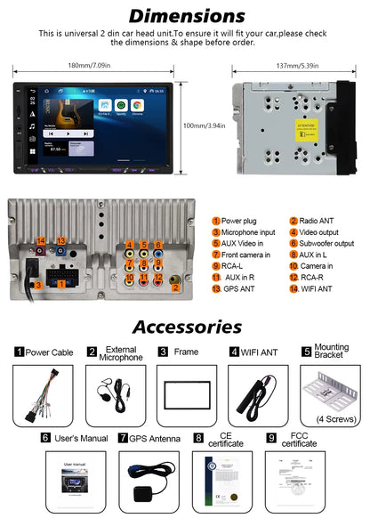 Android 11 Car Stereo with Wireless  Carplay Double Din Android Auto Car Radio 7 Inch IPS G+G Touch Screen Bluetooth WiFi GPS Navigation Mirrorlink DSP Octa Core Backup Camera
