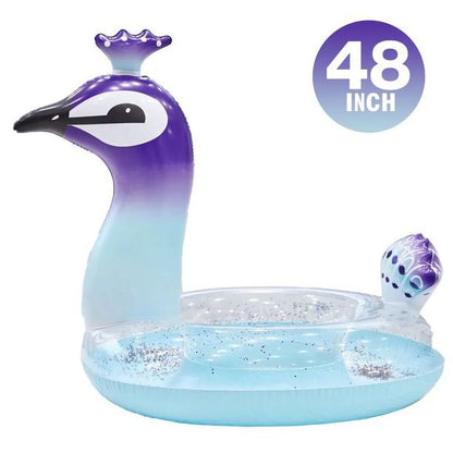 Cherry Inflatable Swimming Pool Glitter Float Toys Peacock Designed with Fast Valves Summer Fun Beach Party Lounge Raft Decorative liquid Game for Kids | 48 Inch