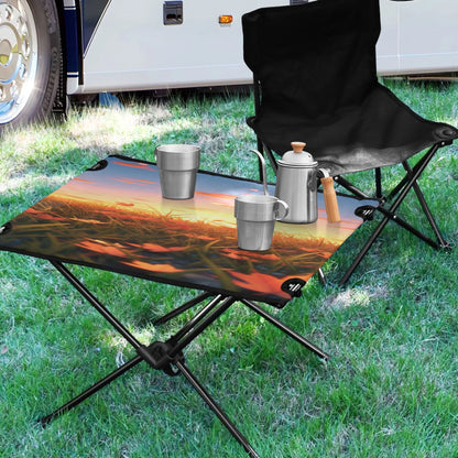 Autumn Leaves in Sunset Camping Folding Table Portable Beach Table with Storage Bag Compact Picnic Table for Outdoor Travel Fishing BBQ