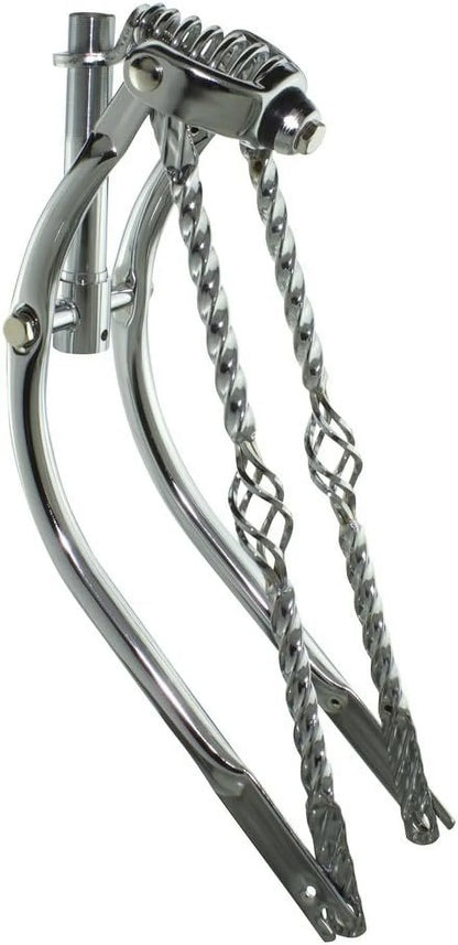 Bent Spring Fork 1" With Cage Twisted Bars Chrome