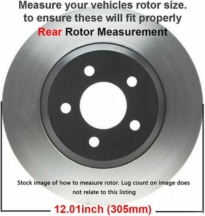 Detroit Axle - Brake Kit for Chrysler Town & Country Dodge Grand Caravan Journey Ram C/V Routan Disc Brake Rotors Ceramic Brakes Pads w/Hardware Replacement [11.98" inch Front & 12" inch Rear Rotors]
