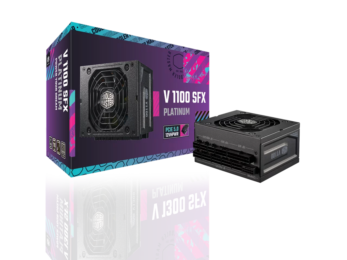 Cooler Master V1100 SFX Platinum Fully Modular, Fully ATX3.0, 1100W SFX, 80+ Platinum Efficiency, ATX Bracket Included, SFX Form Factor (MPZ-B001-SFAP-BUS)