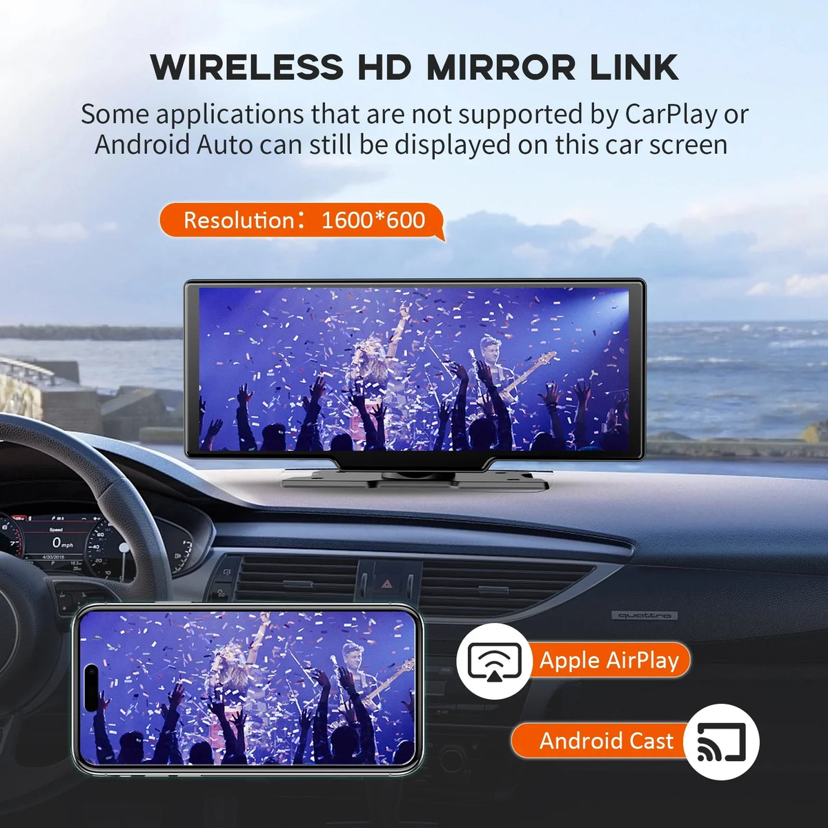 Herilary Wireless  Carplay Screen Car Stereo Android Auto Car Play Adapter 10.26" Touch Screen Wireless Carplay with 2.5K Dash Cam, Mirror Link/Siri/Wifi/Bluetooth/Double Din