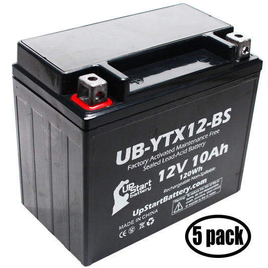 5-Pack UpStart Battery Replacement for 2001 Suzuki GSX-R1000 1000 CC Factory Activated, Maintenance Free, Motorcycle Battery - 12V, 10Ah, UB-YTX12-BS
