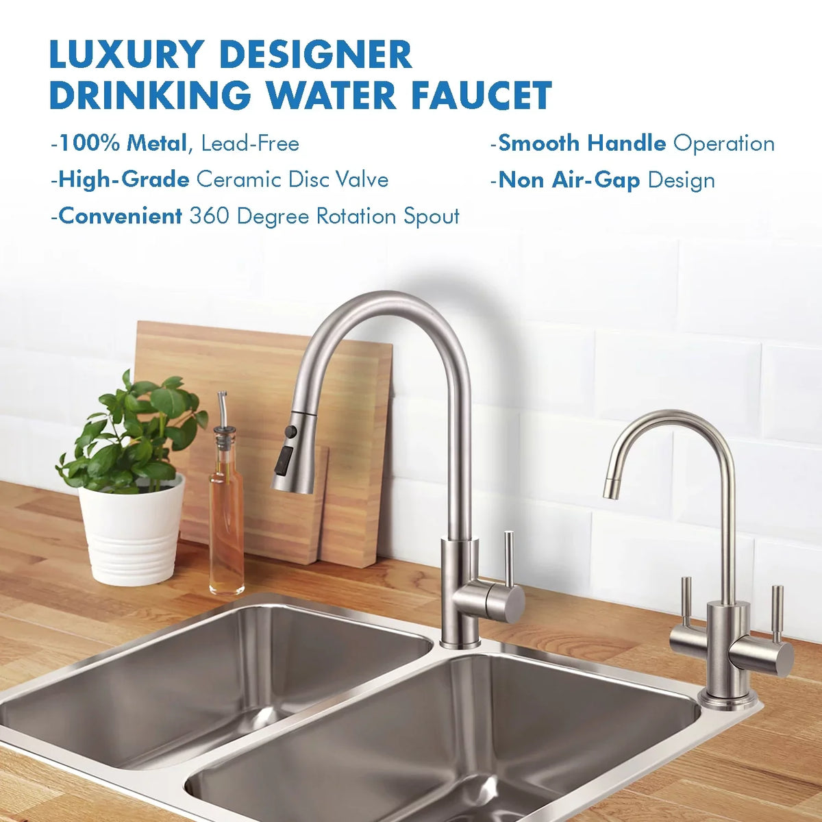 APEC Westbrook 2-Handle Instant Hot and Cold Reverse Osmosis Drinking aqua Dispenser Faucet in Brushed Nickel