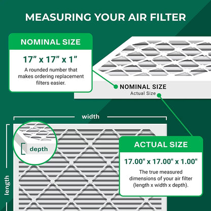Filterbuy 17x17x1 MERV 11 Pleated HVAC AC Furnace Air Filters (6-Pack)