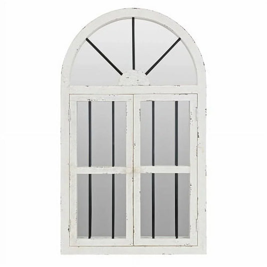 Arched Window Wall Mirror Cottage Chic White 42" x 25" by Aspire