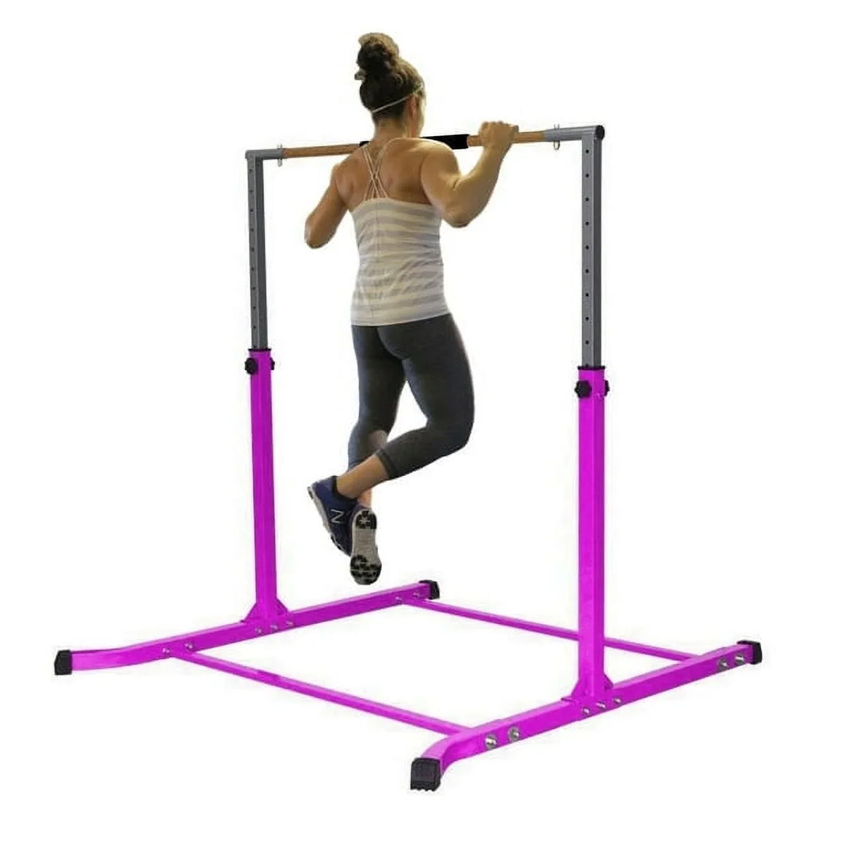 Gymnastics Kip Bar for Junior Training | Adjustable Height 3-5 FT | Cushioned Bar & Curved Legs | Pro-Gymnastics Horizontal Bar - Purple