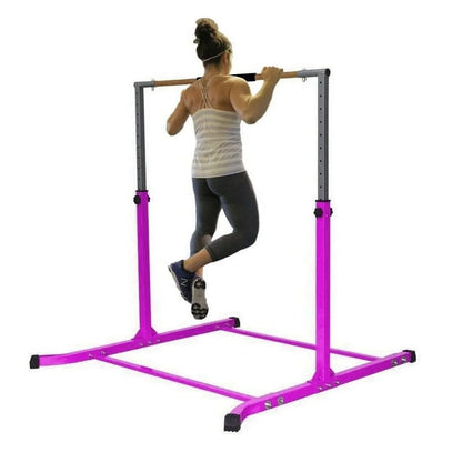 Gymnastics Kip Bar for Junior Training | Adjustable Height 3-5 FT | Cushioned Bar & Curved Legs | Pro-Gymnastics Horizontal Bar - Purple